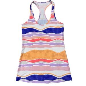 Lululemon Women's Small Bleacher Stripe White Iris Flower Racerback Tank Top